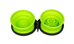 KIWI WALKER Double Travel Bowl-slowfeeder, zelená