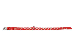 COLLAR Kožený obojok s hviezdami Glamour, 27-36cm/15mm, červená