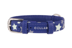 COLLAR Kožený obojok s hviezdami Glamour, 27-36cm/15mm, fialová