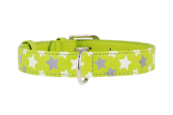COLLAR Obojok kožený s hviezdami Glamour, 38-49cm/25mm, zelená