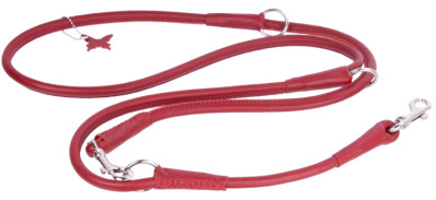 COLLAR Kožené vodítko okrúhle prepínacie Glamour, 122/142/183cm/6mm, červená