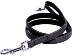 COLLAR Kožené vodítko Glamour, 122cm/25mm, čierna