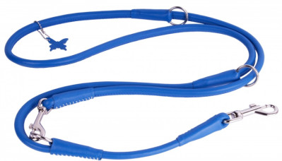 COLLAR Kožené vodítko okrúhle prepínacie Glamour, 122/142/183cm/6mm, modrá