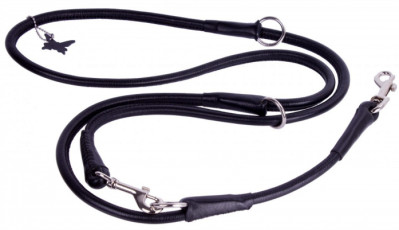 COLLAR Kožené vodítko okrúhle prepínacie Soft, 122/142/183cm/6mm, čierna