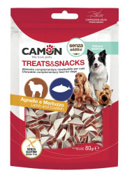 CAMON MAŠKRTY pre psov jahňacie trojuholníky s treskou, 80g