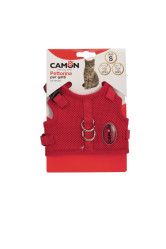 POSTROJ nastaviteľný pre mačky sieťkový, 310-380mm/410-480mm L, červený