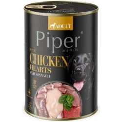 PIPER konzerva pre psa kuracie srdiečka so špenátom , 400g