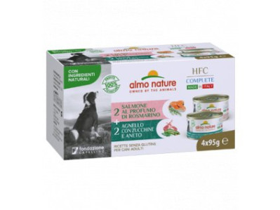 ALMO NATURE HFC Dog Multi nature konzerva jahňa s cuketou+losos s rozmarínom, 4 x 95 g