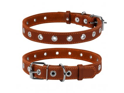 detail WAU DOG Obojok Collar kožený 50cm/20mm, hnedá