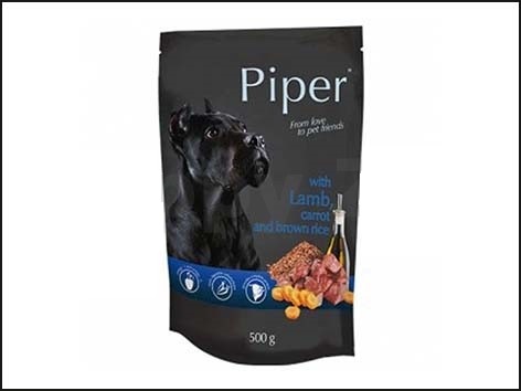 detail PIPER kapsička pre psov jahňa mrkva a hnedá ryža, 500g