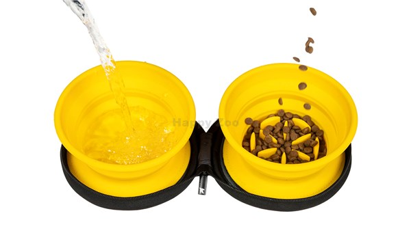 detail KIWI WALKER Double Travel Bowl-slowfeeder, modrá