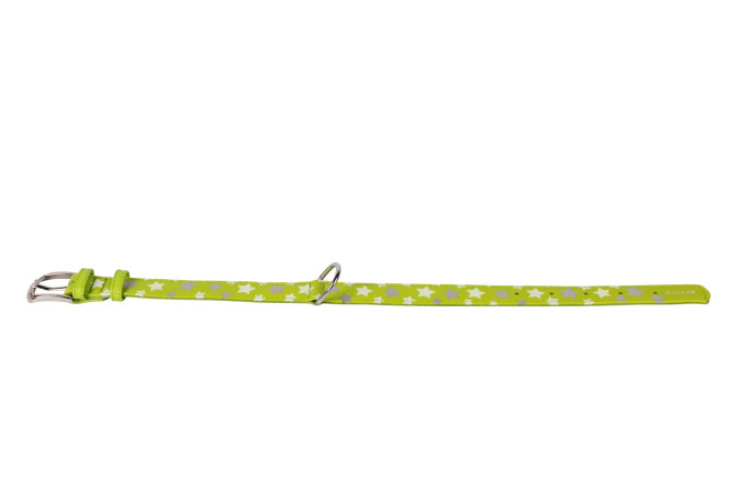 detail COLLAR Kožený obojok s hviezdami Glamour, 21-29cm/12mm, zelená