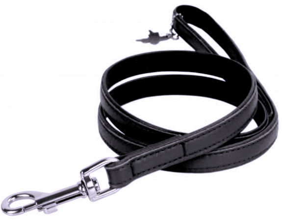 detail COLLAR Kožené vodítko Glamour, 122cm/25mm, čierna