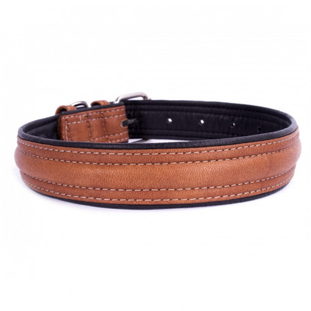 detail COLLAR Obojok kožený Soft, 46-60cm/35mm, hnedo-čierna