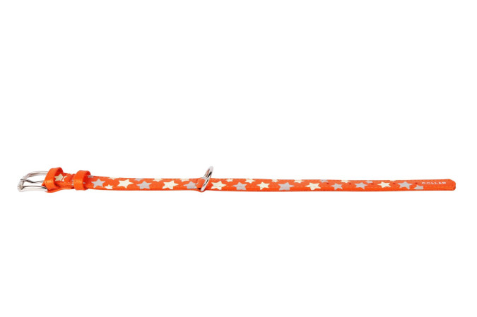 detail COLLAR Kožený obojok s hviezdami Glamour, 21-29cm/12mm, oranžová