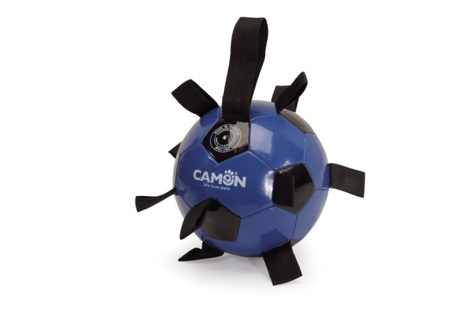 detail CAMON Hračka lopta z PU kože s polyuretanovými úchytmi black/blue, 21cm