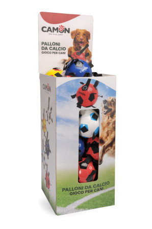 detail CAMON Hračka lopta z PU kože s polyuretanovými úchytmi black/red, 21cm