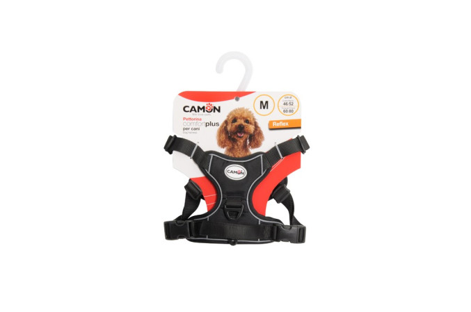 detail CAMON Postroj polstrovaný s reflexnými prvkami M, 460-520mm/600-800mm, čierny