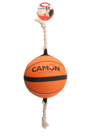 detail HRAČKA pre psov LOPTA basketball s lanovými úchytkami, 22cm