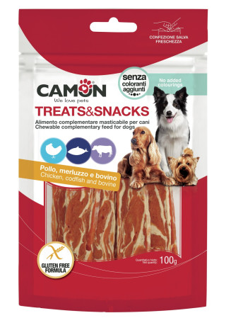 detail MAŠKRTY pre psov žuvacie plátky kura/ryba, 100g