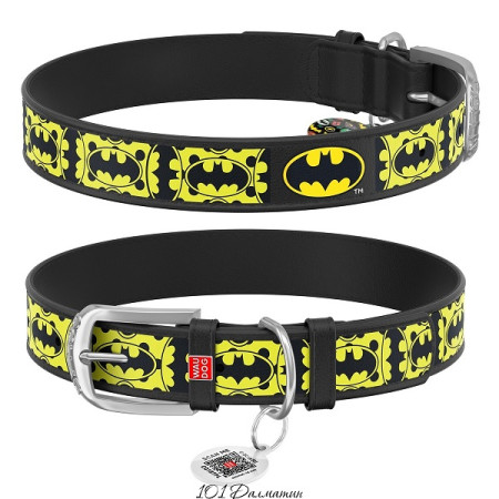 detail WAU DOG Obojok Batman kožený, 46-60cm/35mm, čierna