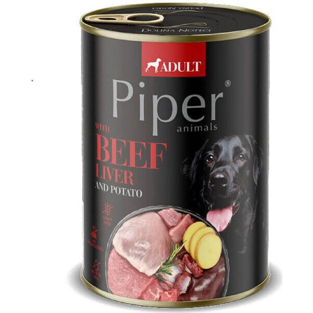 detail PIPER konzerva pre psov hovädzia pečeň a zemiaky, 400 g