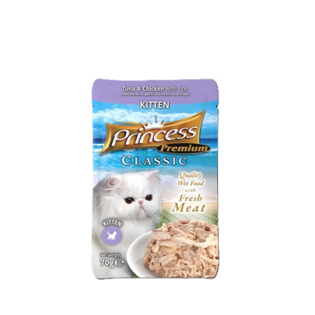 detail PRINCESS PREMIUM CLASSIC POUCH tuna/chicken/rice kitten, 70g
