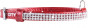 náhľad COLLAR Lesklý kožený obojok s kryštálmi, 30-39cm/20mm, červená
