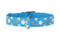 náhľad COLLAR Kožený obojok s hviezdami Glamour, 30-39cm/20mm, modrá