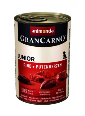 ANIMONDA GranCarno junior pre psov - hovädzia+morčacie srdcia, 400g