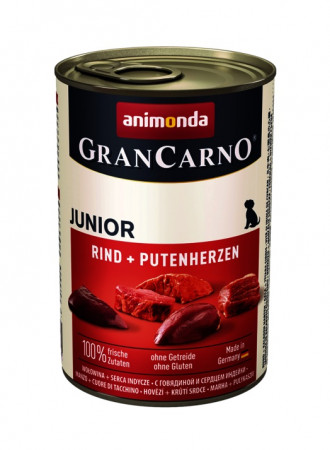 detail ANIMONDA GranCarno junior pre psov - hovädzia+morčacie srdcia, 400g