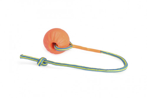 CAMON Hračka lopta orange s lanovou rúčkou, 70mm