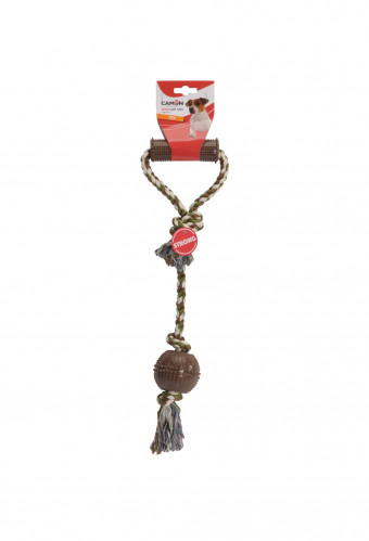 CAMON Hračka bavlnené lano s rukoväťou a loptou, 48cm/70mm