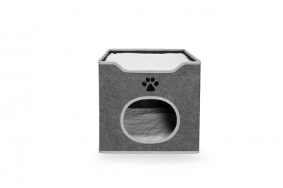CAMON Plstený domček pre mačky s odnímateľnými vankúšmi, 40x40x36cm
