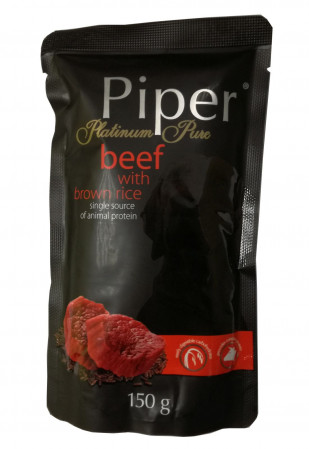 detail PIPER Plat.kapsička pre psov hovädzia a hnedá ryža, 150 g