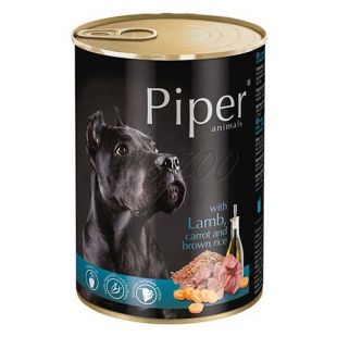 detail PIPER konzerva pre psov jahňna s mrkvou s hnedou ryžou, 400 g