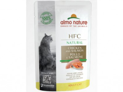 ALMO NATURE HFC Cats kapsička natural kura s lososom, 55 g